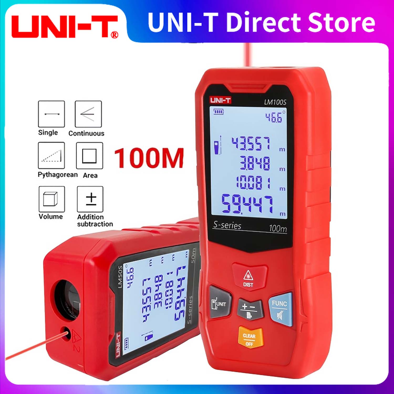 Industrial Laser Tape Measure - UNIT Laser-afstandsmeter LM40S/60S/100S 40M Afstandsmeter Afstandsmeter